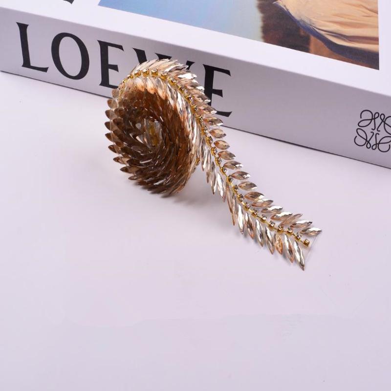 Lace Ribbon Trim - 1ヤード ホットフィックス ラインストーンリボン アイロン接着 ビーズレーストリム DIY修理用接着剤装飾トリム