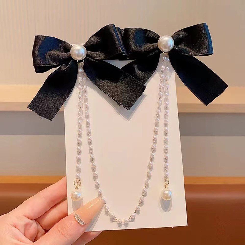 子供用パールボウヘアクリップ、プリンセスフリンジ、ヘアアクセ - Pearl Trim Chain のレビューと価格