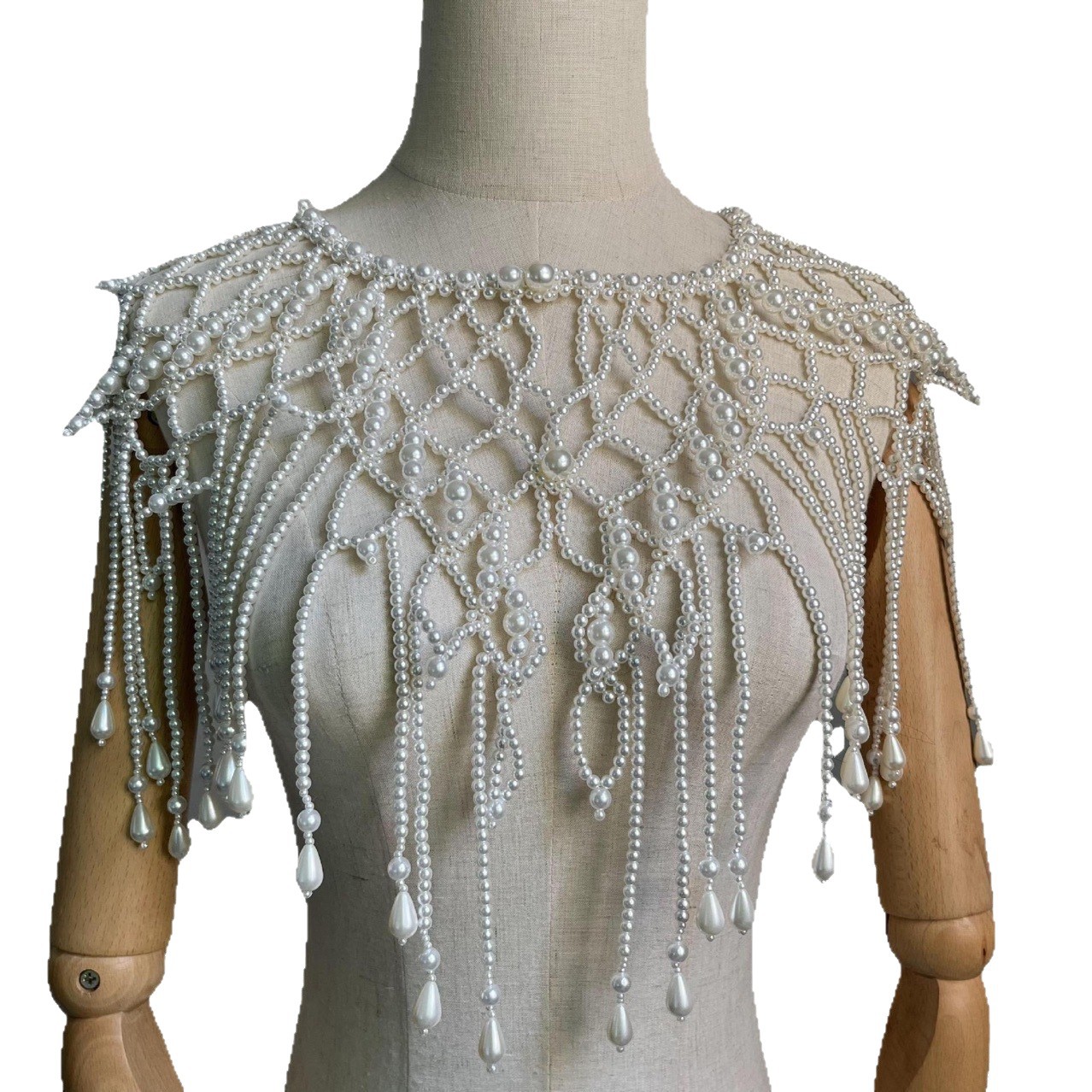 手作りパールレイヤードボディチェーン、フリンジタッセル付きビ - Pearl Trim Chain のレビューと価格