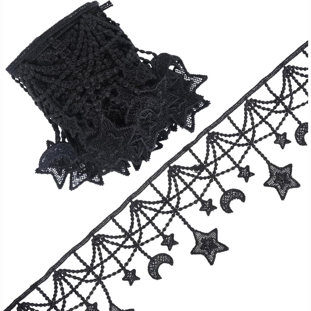 レースアクセサリー 黒白レーストリムリボン 幅10CM 星月 - Lace Ribbon Trim のレビューと価格