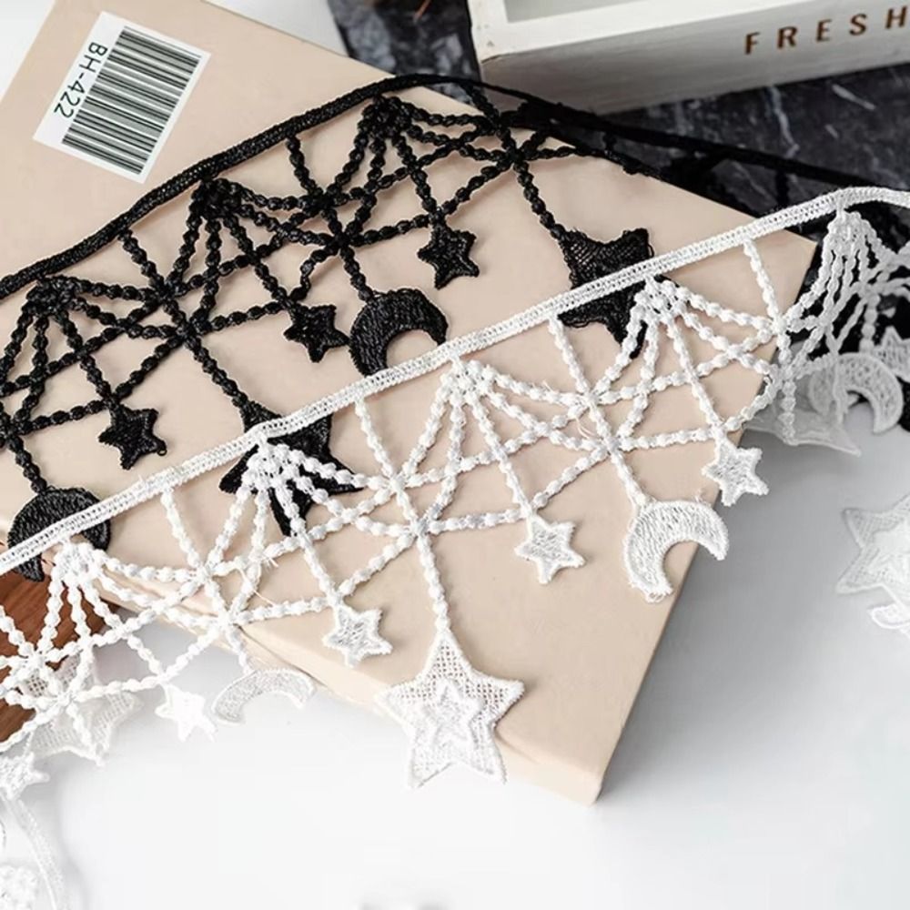 レースアクセサリー 黒白レーストリムリボン 幅10CM 星月 - Lace Ribbon Trim のレビューと価格